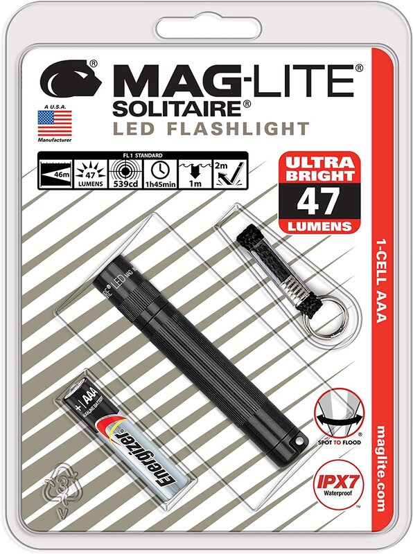 Maglite Solitaire LED 1-Cell AAA Flashlight, SJ3A016, Black
