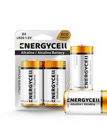 Energycell D Size 1.5V Alkaline Batteries, 20 Pieces, Silver