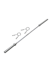 Harley Fitness Olympic Barbell Bar with Two Spring Collar, 220cm, Silver