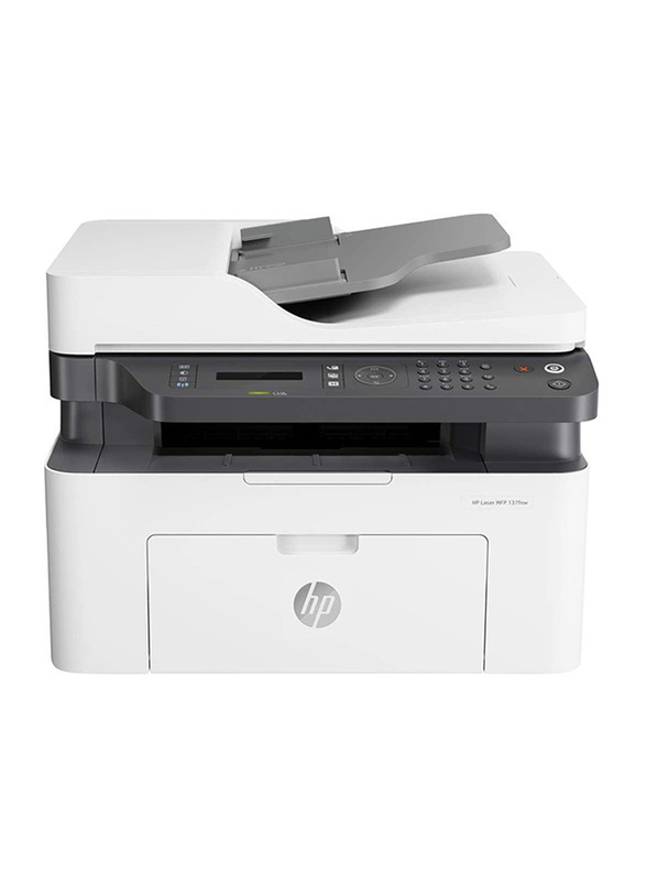 HP LaserJet M137FNW 4ZB84A Multifunction All-in-One Printer, White/Grey
