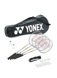 Yonex GR303S 4 Badminton Rackets/2 Shuttle/Pole and Net Set, Multicolor