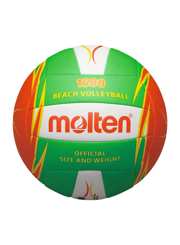 Molten Machine Stitched Beach Volleyball, Green/Orange