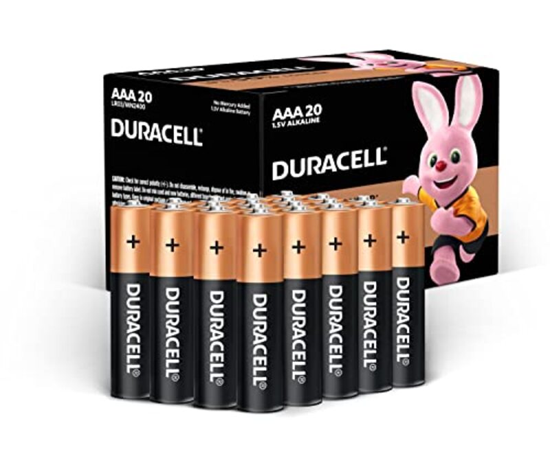 Duracell AAA 1.5V Alkaline Batteries, Pack of 20, Black