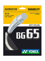 Yonex Badminton Racket Strings, BG65, 10m, White