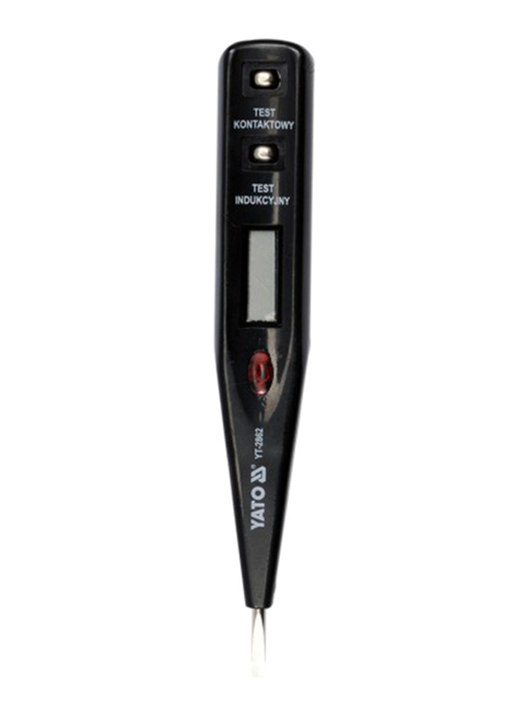 Yato Cordless Digital Voltage Tester 130mm 12-250V with LCD Display, YT-2861, Silver/Black
