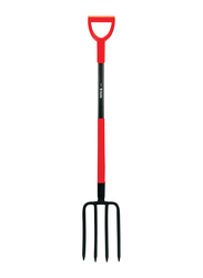 Yato Digging Fork Shovel with 300mm Long D-Handle, YT-86805, Red/Black