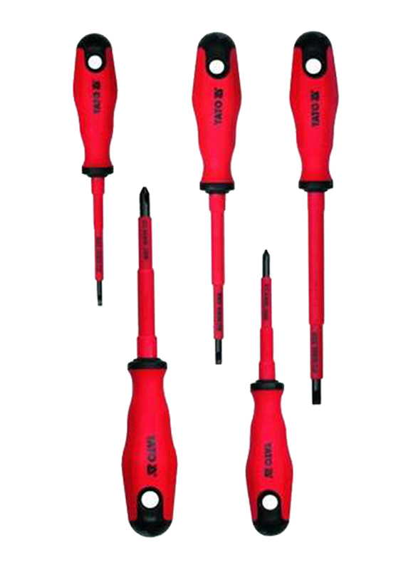 Yato 5-Piece Insulated Screwdriver Set, YT-2827, Red/Black