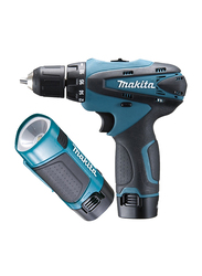 Makita Cordless Driver Drill, 10mm with Flash Light 10.8V with 1.3Ah Battery, DF330DWLE, Blue/Black