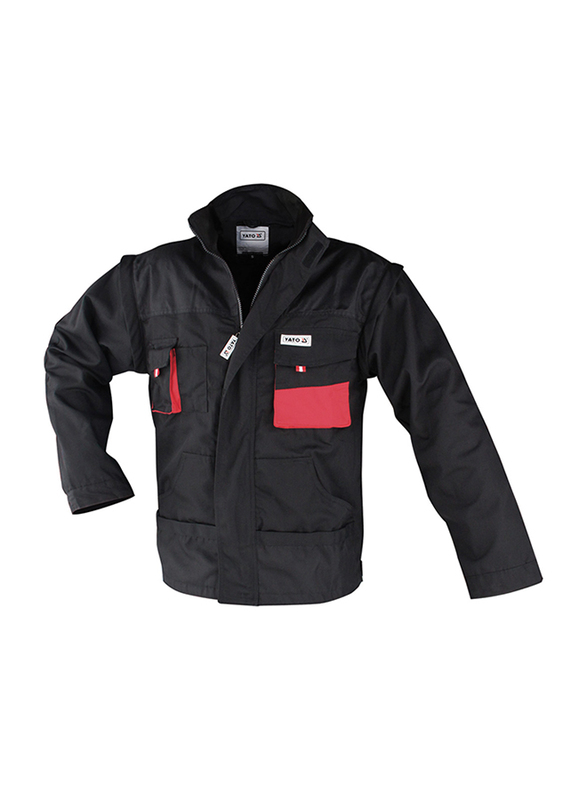 Yato Work Jacket with Detachable Sleeves, YT-8022, Black, Large