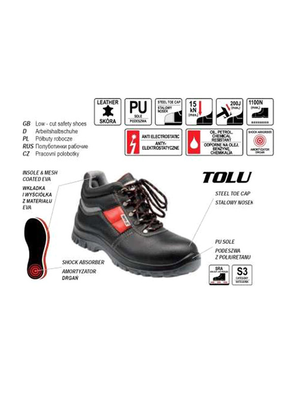 Yato Tolu S3 Middle-Cut Safety Shoes with Lining, YT-80796, Black, 41