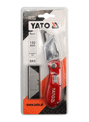 Yato 6-Piece Folding Lock-Back Utility Knife with 61 x 33mm Spare Blades Set, YT-7534, Multicolor