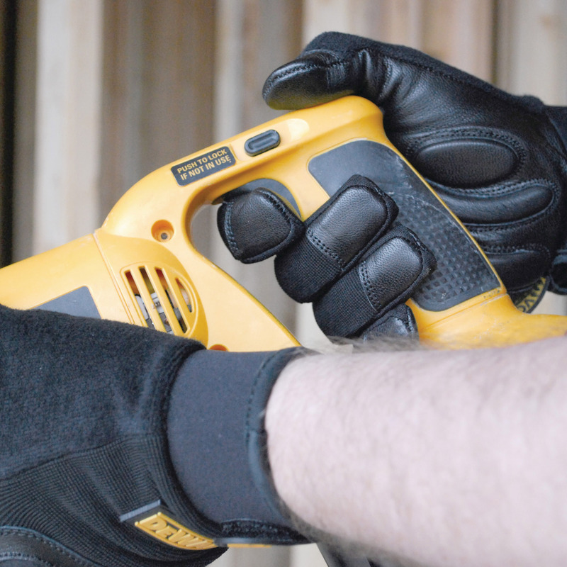 Dewalt Vibration Absorption Leather Tough Tanned Safety Work Gloves, Large, DPG250L, Black