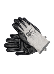 Yato Cut Resistant PE/Nitrylit Working Gloves on Header Card, YT-7477, Black/Grey, 10 inch
