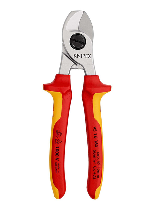 Knipex 165mm Insulated Cable Shears Plier, 95 16 165, Yellow/Red