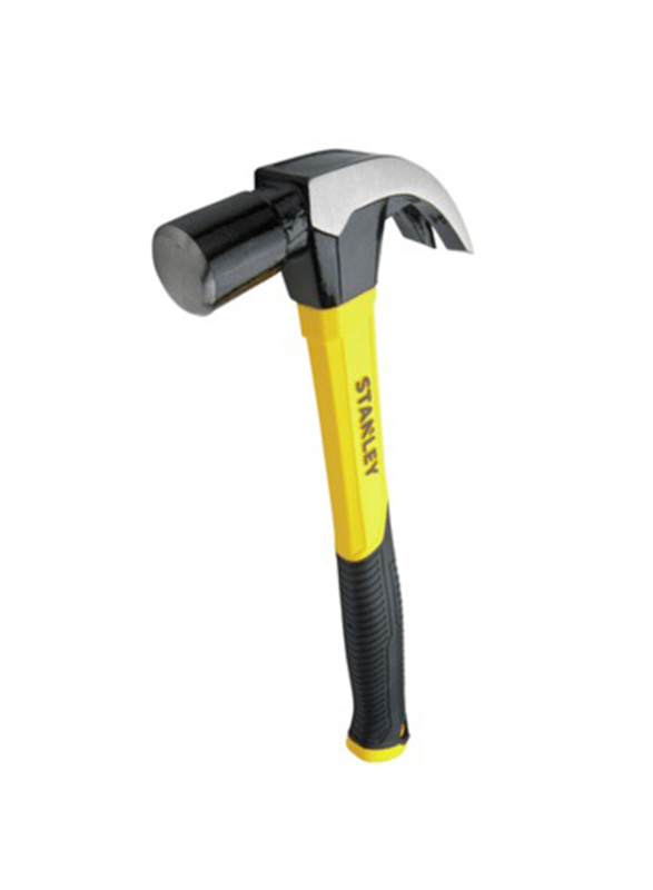 Stanley 16oz Claw Fibreglass Handle Hammer, 51-071/51-391, Black/Yellow