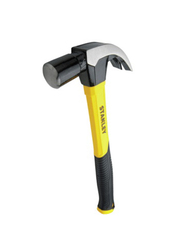 Stanley 16oz Claw Fibreglass Handle Hammer, 51-071/51-391, Black/Yellow