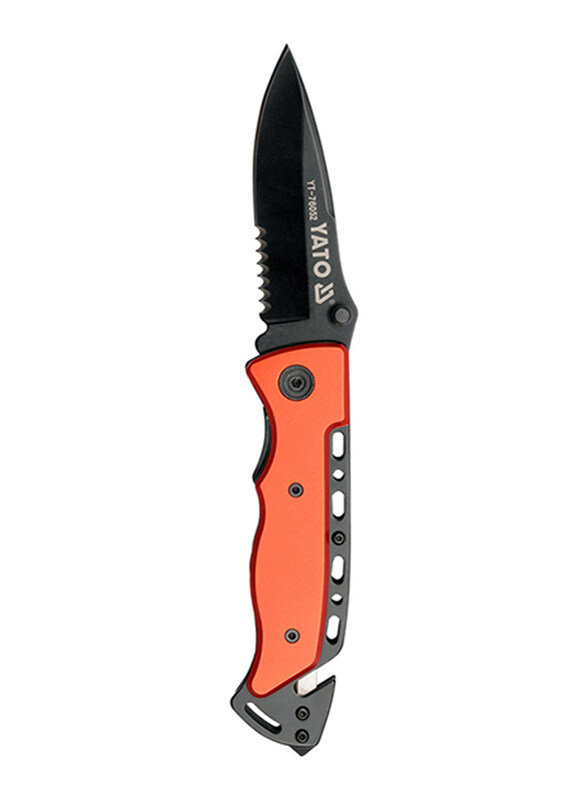 

Yato Folding Knife with Black Stainless Steel Blade, YT-76052, Red/Black
