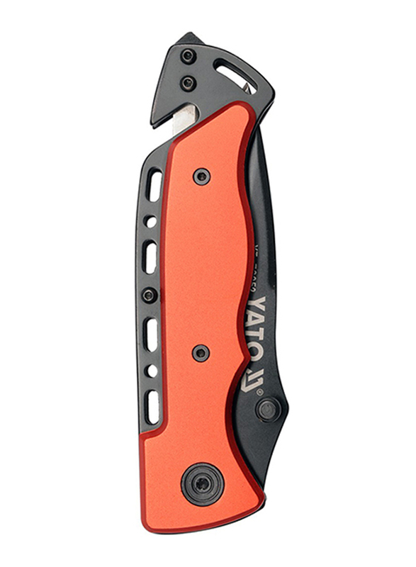 Yato Folding Knife with Black Stainless Steel Blade, YT-76052, Red/Black