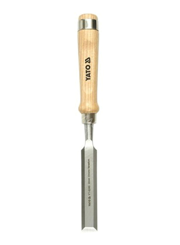 Yato 38mm Wooden Handle Double Blister Card Wood Chisel, YT-6258, Brown/Silver