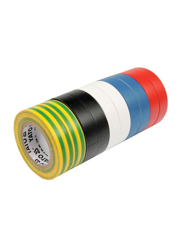 

Yato 10-Piece 19mm x 10M PVC Electrical Insulation Tape, YT-8173, Assorted Color