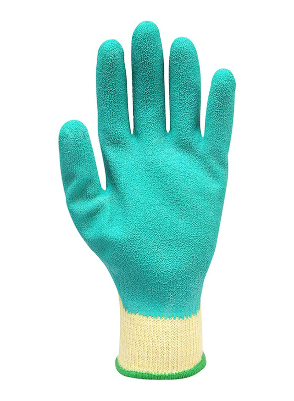 Yato 99462 Cotton/Latex Working Gloves on Header Card, YT-7471, Green/Beige, 10 inch