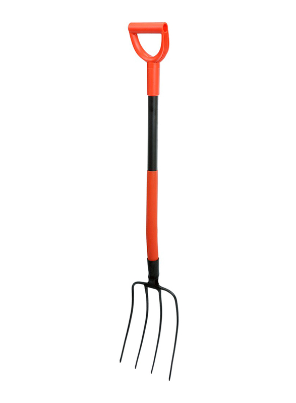 Yato Grass Fork Shovel with 300mm Long D-Handle, YT-86809, Red/Black