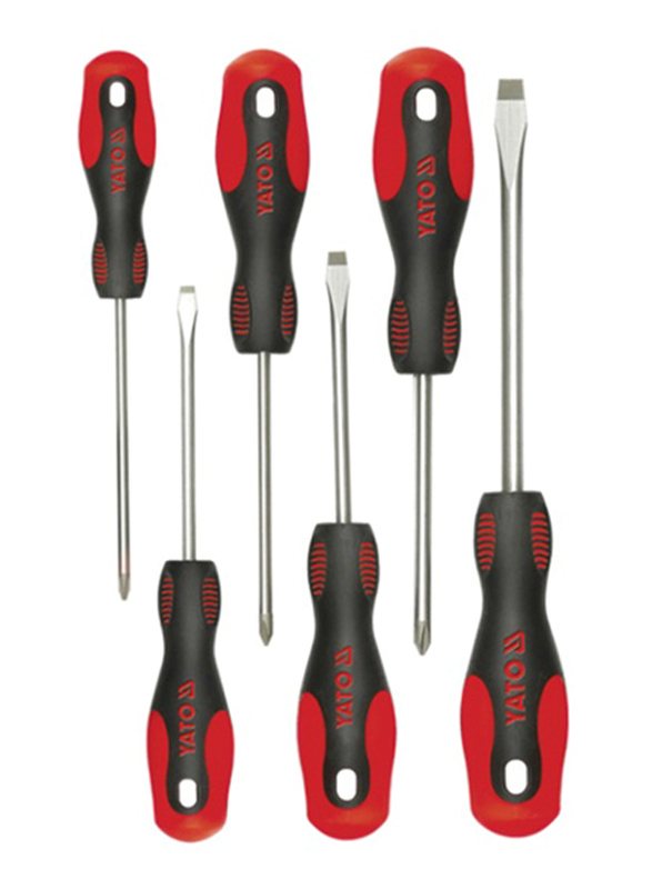Yato 6-Piece Double Blister Screwdriver Set, YT-2783, Red/Black