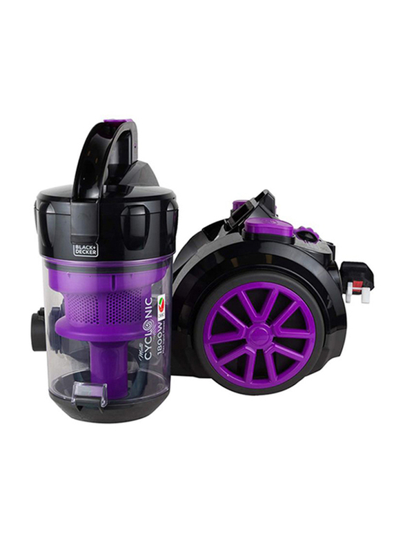 Black+Decker 1800W Bagless Canister Vacuum Cleaner, VM1880-B5, Black/Purple