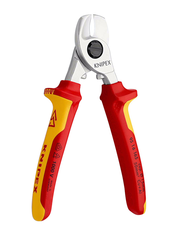 Knipex 165mm Insulated Cable Shears Plier, 95 16 165, Yellow/Red
