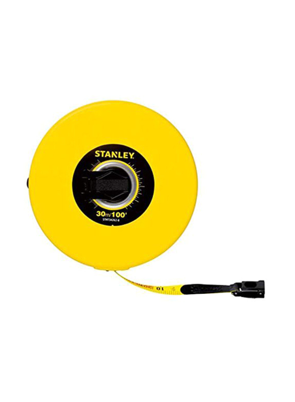 Stanley 30-Meter Fiberglass Closed Measuring Tape, 0-34-262, Yellow/Black