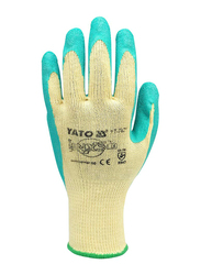 Yato 99462 Cotton/Latex Working Gloves on Header Card, YT-7471, Green/Beige, 10 inch