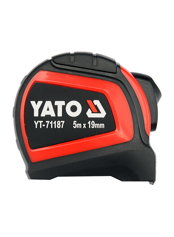Yato 5 Meter x 19mm Double Blister Card Grade II Measuring Tape, YT-71187, Black/Red