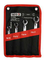 Yato 4-Pieces Flare Nut Wrench Set, 8X10, 11X12, 13X14, 15X17Mm, YT-0143, Silver