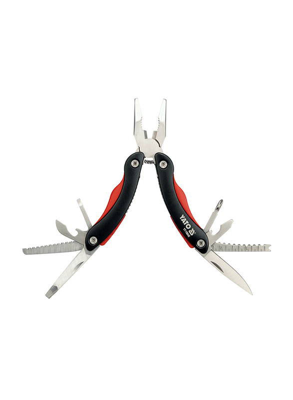 Yato Multi-Tool with 9-Piece Stainless Steel Head and Aluminium Handle, YT-76042, Red/Silver/Black