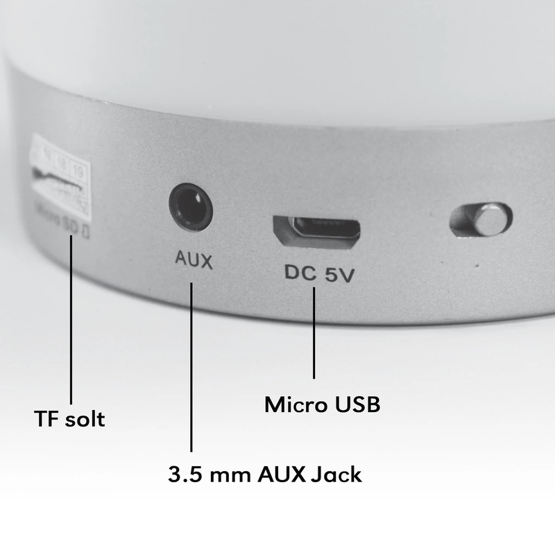 Portable bluetooth speaker with built-in light and clock