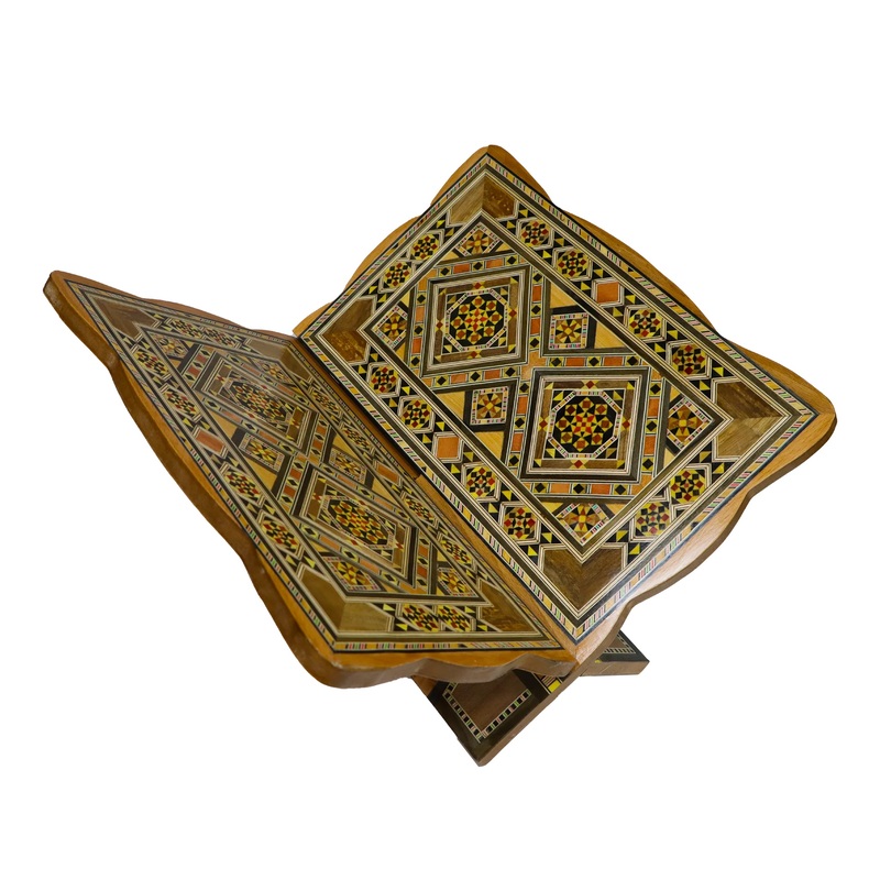 Quran Stand with Damascus Mosaic Engravings.(Big Size)