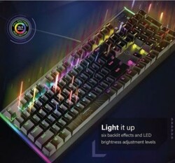 High Performance Mechanical Gaming Keyboard  Rainbow Backlight  100% Anti Ghosting    Blue Mechanical Keys  7 Backlight Modes  Aluminium Body