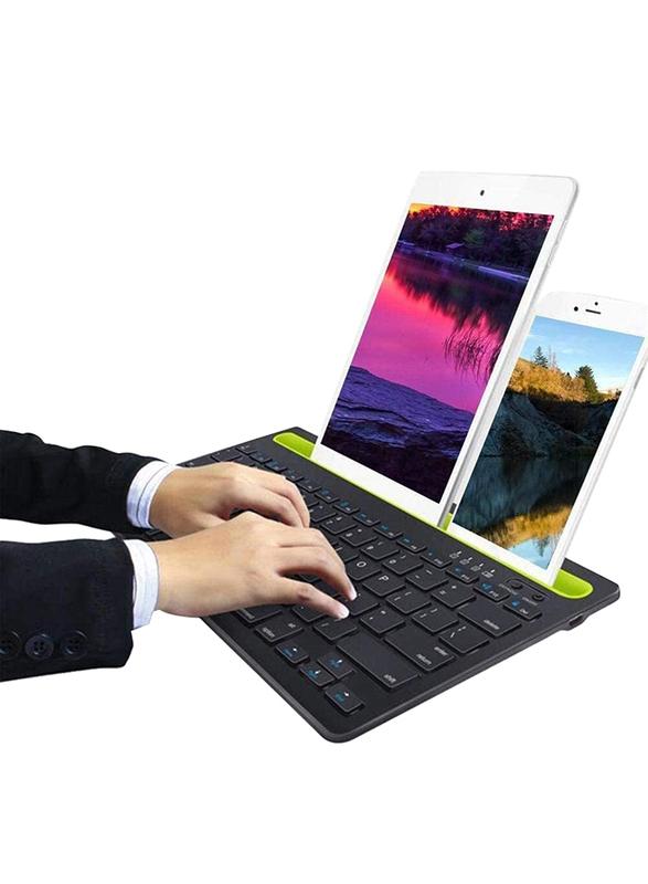 RK-908 Portable Bluetooth Wireless Dual Channel English Keyboard, Black