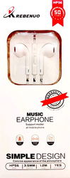 Rebenuo HP-56 Lightning Cable In-Ear Headphones, White