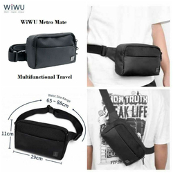 WiWu Metro Mate Multifunction Travel Waist Bag, Black