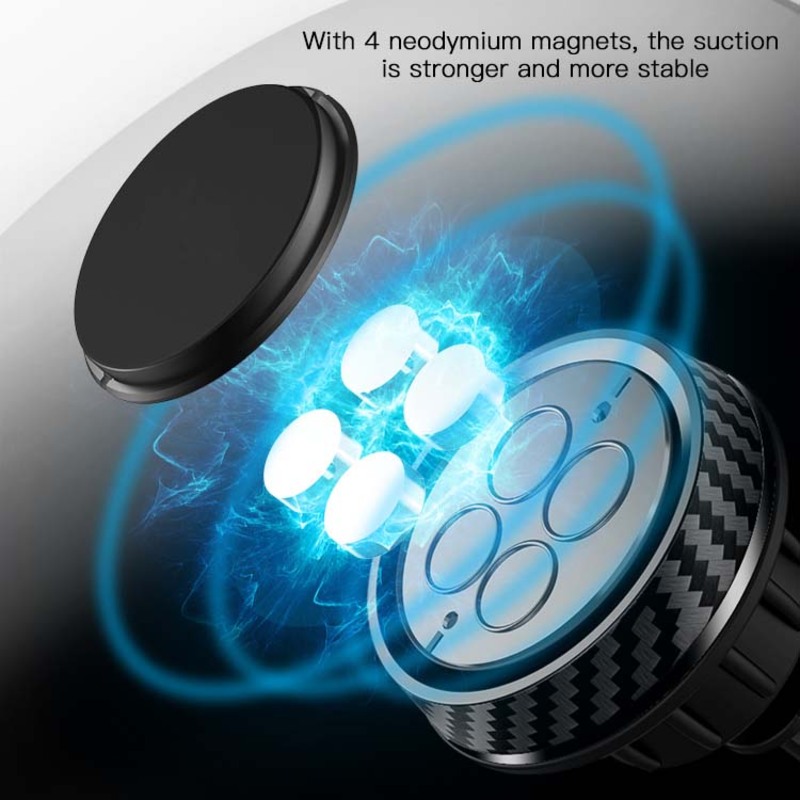 C67 Magnetic Retractable Car Holder for Smartphones, Black