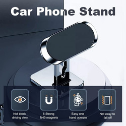 Rebenuo Multi-Functional T-Shaped 360-Degree Rotation Car Magnetic Mobile Phone Holder, Silver