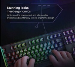 High Performance Mechanical Gaming Keyboard  Rainbow Backlight  100% Anti Ghosting    Blue Mechanical Keys  7 Backlight Modes  Aluminium Body