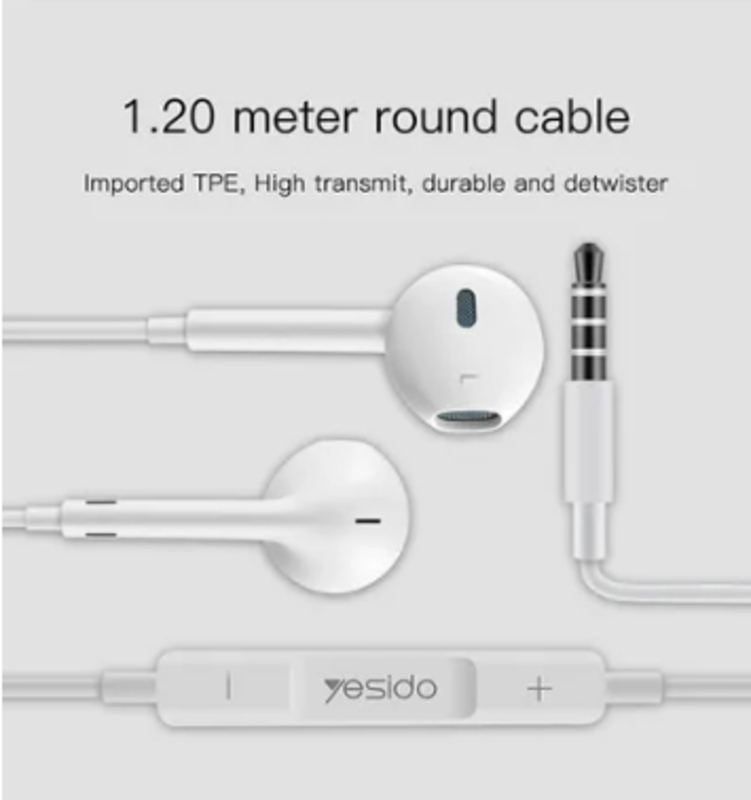 Yesido YH-09 Wired In-Ear Earphones, White