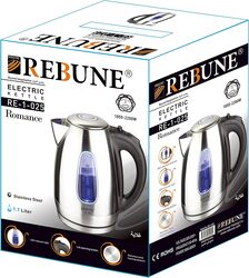 REBUNE RE-1-025 Electric Kettle Stainless Steel Fast for Tea and Coffee, 1.7 Litre, 2200W Silver