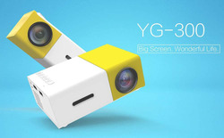 YG300 Portable QVGA LED 400 Lumens LED Projector, White/Yellow