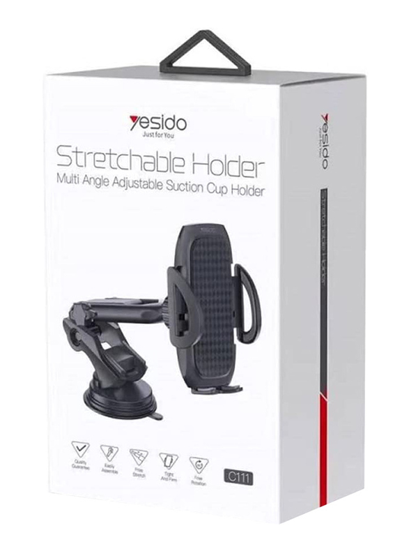 Yesido C111 Stretchable Multi Angles Dashboard Phone Holder, Black