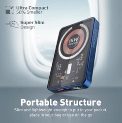 Promate Transparent 15W wireless charging power bank