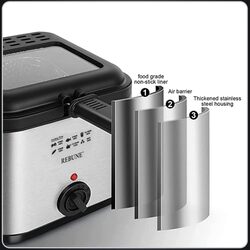 REBUNE RE-11-048 Electric Fryer 1800W Deep Fat Fryer, 2.5 Liter Capacity, Silver/Black