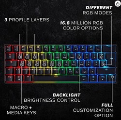 Mini Bluetooth Mechanical Gaming Keyboard  16.8Million RGB LED Backlight Options  100% Anti Ghosting   Blue Mechanical Keys  USB C Chargeable